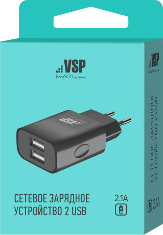 СЗУ Vespa 2 USB, 2,1A (черный)